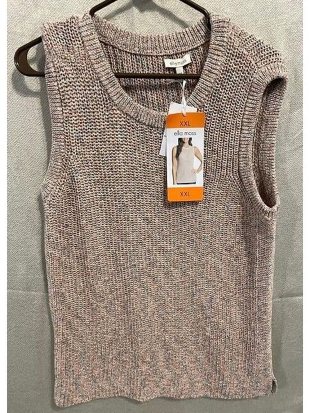 Ella Moss Women’s Sweater Vest Size XXL Beige Taupe Sleeveless Knit Top NWT